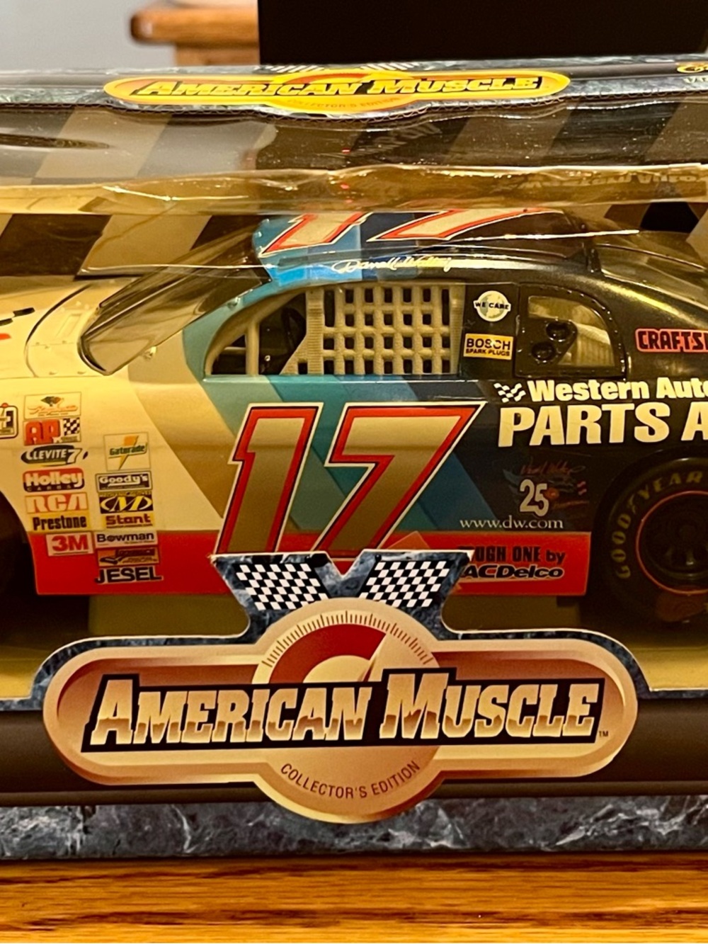 American Muscle #17 Diecast Race Car - Blue, Red & Yellow